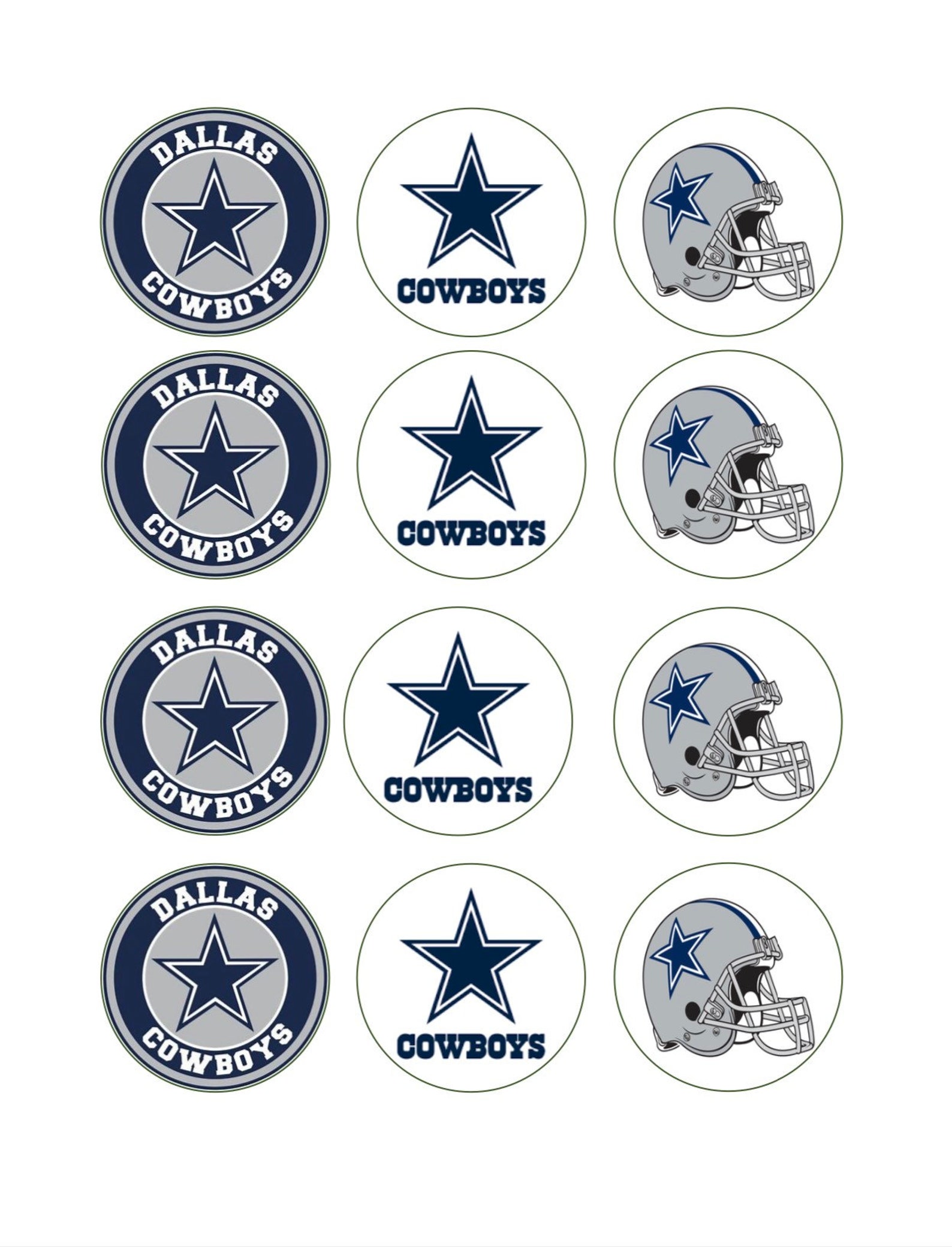 Dallas Cowboy Cupcake Topper/ EDIBLE IMAGE | Etsy