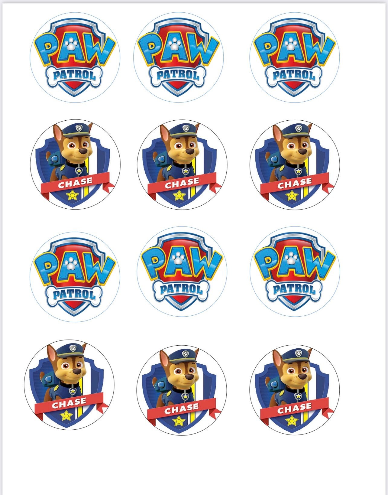 Paw Patrol Chase Cupcake Toppers/ INSTANT DOWNLOAD | Etsy