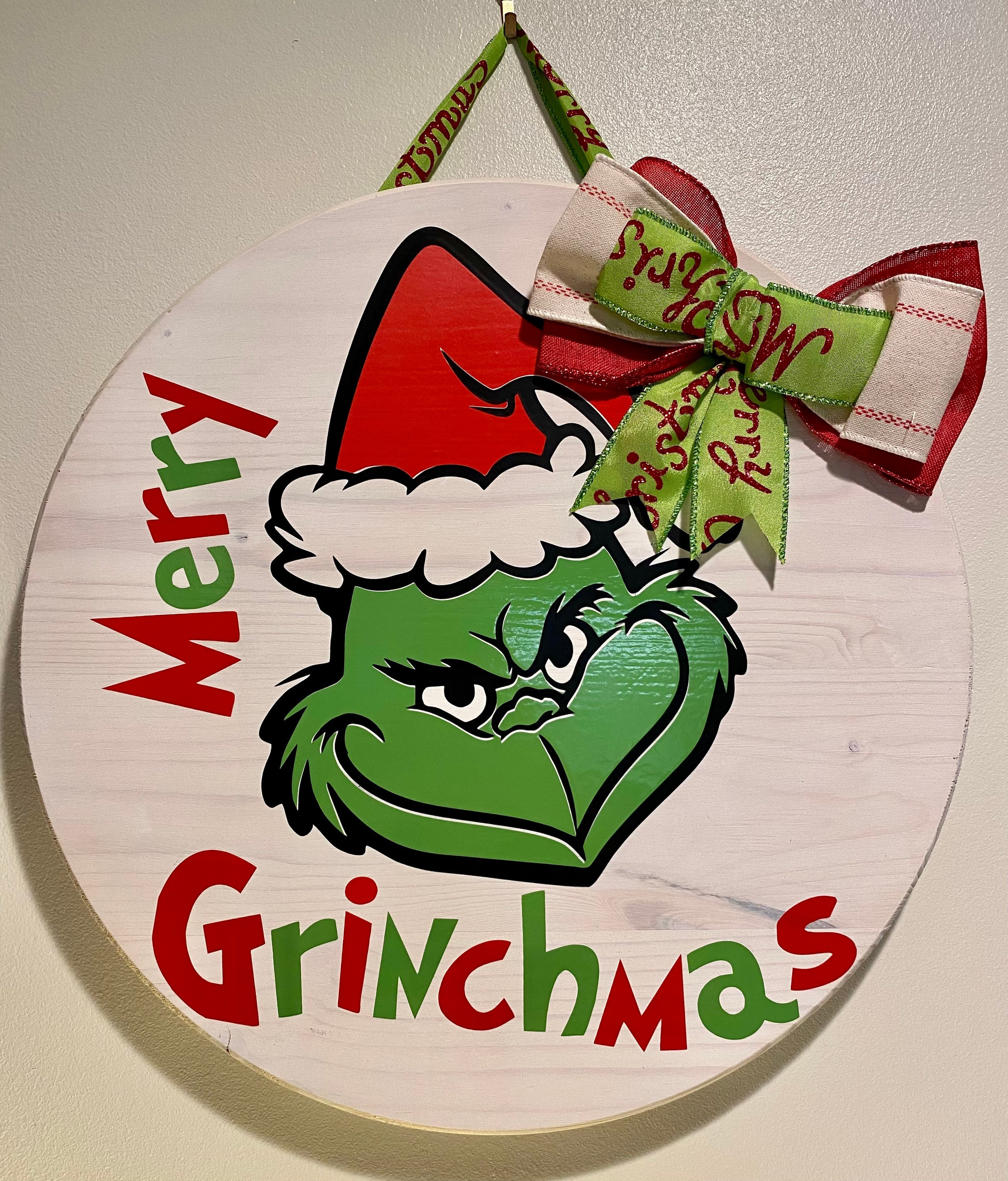 Grinch Christmas Sign Gift Holiday Decor Etsy