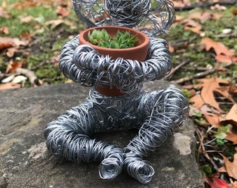 Wire Art Plant Lady