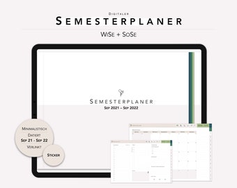 Digitale semesterplanner WiSe 21/22 - SoSe 22 + stickers // sep 2021 - sep 2022 // Universiteitsplanner, studentenplanner, gekoppelde planner