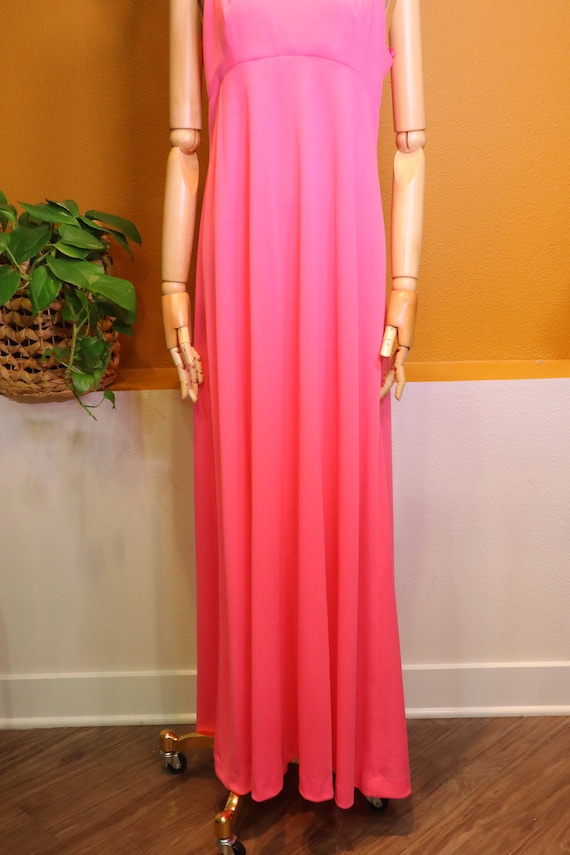 Vintage 70s 1970s Hot Pink 2pc Formal Gown, Sequi… - image 8