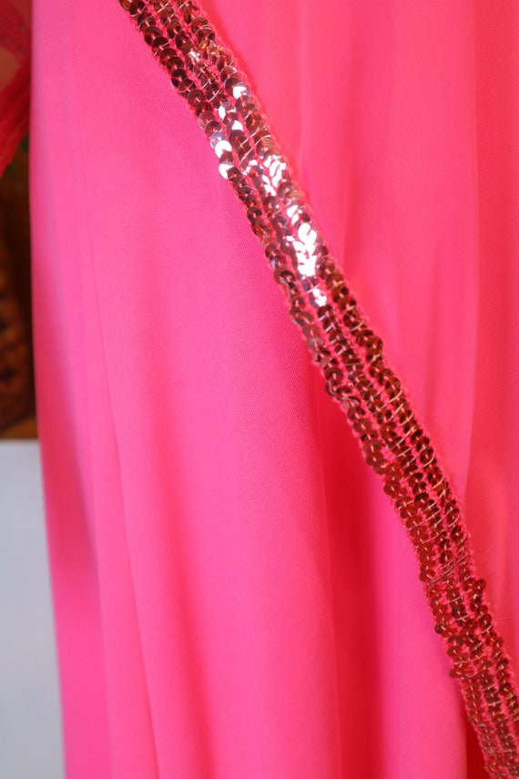 Vintage 70s 1970s Hot Pink 2pc Formal Gown, Sequi… - image 9