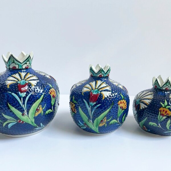 Pomegranate Vase, Decorative Ceramic, Fruit Decor, Housewarming Gift, Handprinted Vase, Matchstick Holder, Bud Vase, Cini Ceramic Vase