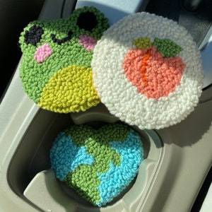 Lot de 2 sous-verres de voiture, sous-verres perforés, cadeau pour amis, cadeau voiture neuve, accessoires de voiture, cadeau pour femme, sous-verres de voiture faits main