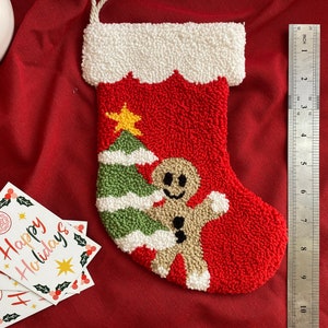 Christmas Stocking Punch Needle, Gingerbread Man Stocking, Handmade Decor, Christmas gift, Christmas Stockings, Holiday Stockings image 5