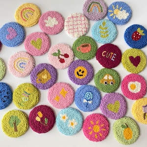 Set 2 of Car Coasters, Punch Needle Car Accessories, Gift For Friends, New Car Gift, Gift for New Car