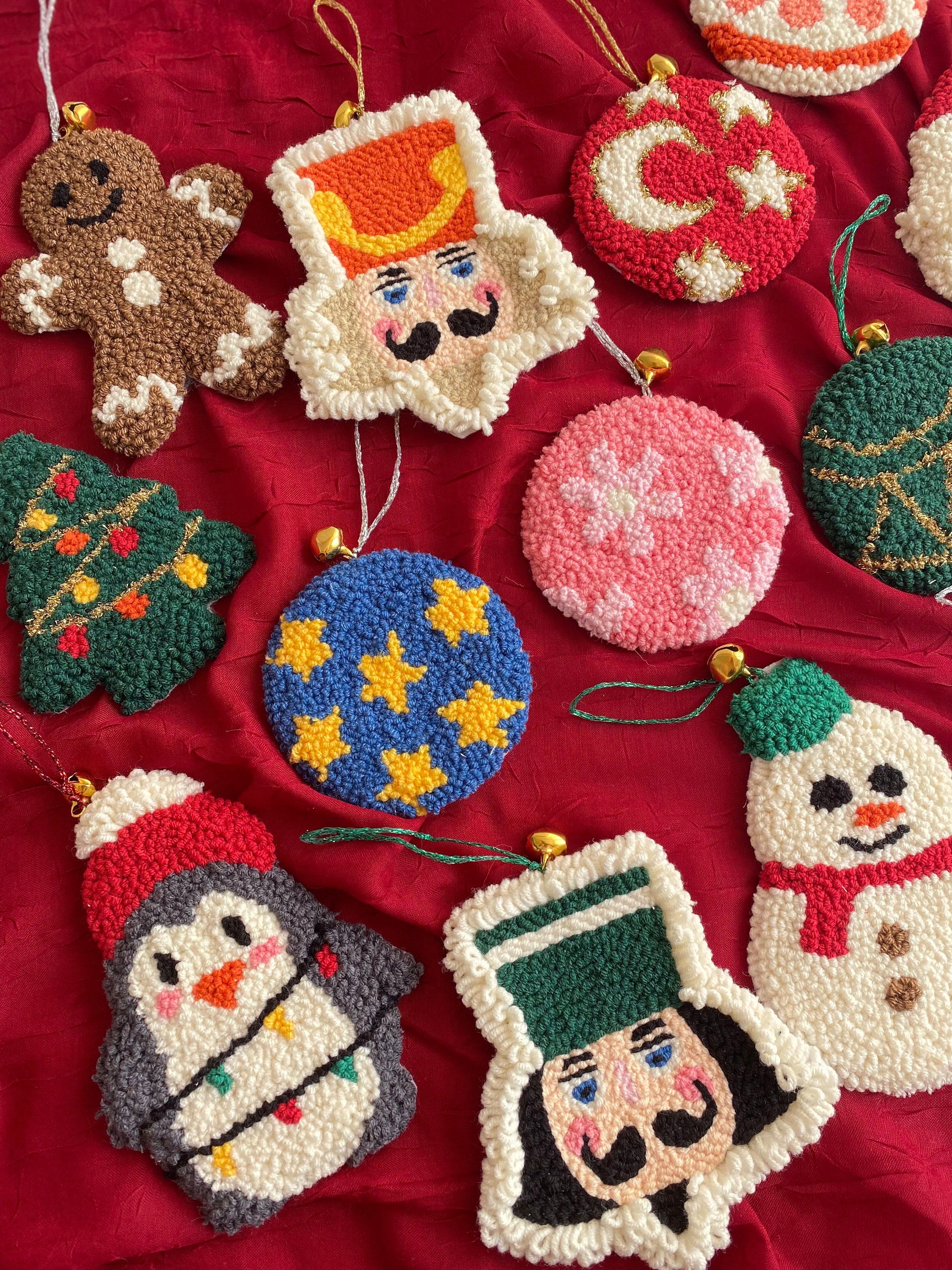 Punch Needle Christmas Ornaments Christmas Tree Decorations Etsy