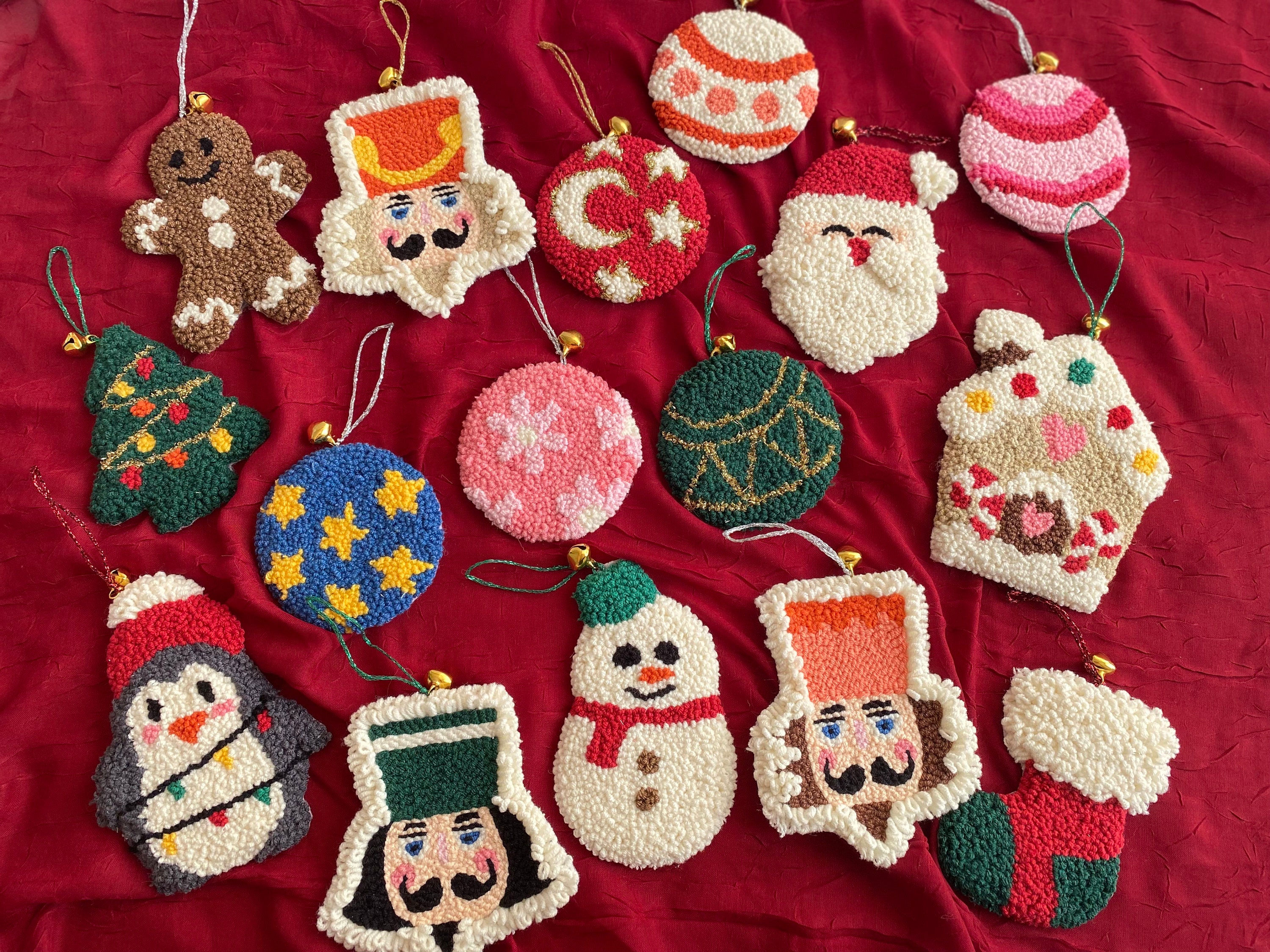 Punch Needle Christmas Ornaments Christmas Tree Decorations Etsy