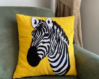 Lochnadel Kissenhülle Zebra, Haus geschenk deko Kissenbezug, handgemachte Stickerei Deko