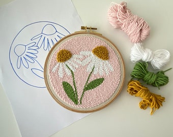 Maak je eigen mok Sleepboot, bloemen-startpakket, beginnerspakket, borduurpakket, doe-het-zelfpakket, perforator mok tapijtset, cadeau voor haar