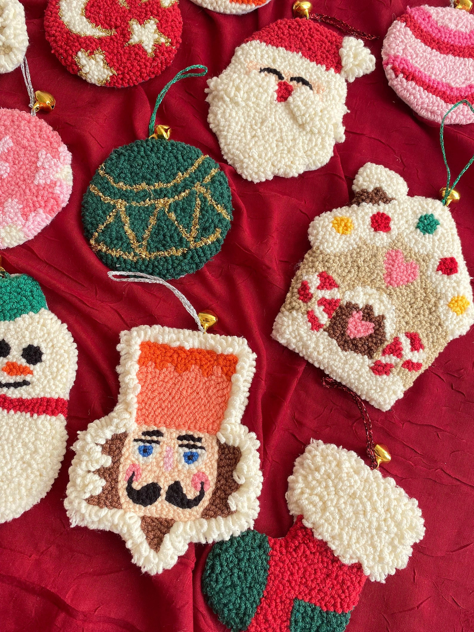 Punch Needle Christmas Ornaments Christmas Tree Decorations Etsy