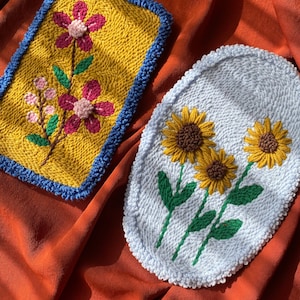 Punch Needle Wall Hanging, Sunflower Wall Decor, Hand Tufted Flower Wall Decor