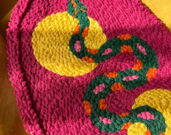 Punch Needle Wall Hanging, Eye and Snake Wall Decor, Hand Tufted Wall Decor
