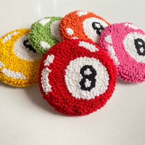 Car Coaster, 8 Ball Car Coaster, Gift for Her,  Punch Needle Car Accessories, Gift For Friends, New Car Gift