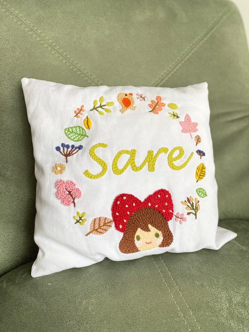 Personalized Punch Pillow Cover , Custom Pillow Case, Baby Shower Gift, Baby Girl Decor, New Baby Gift image 4