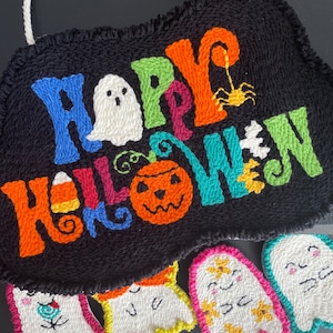 Halloween Wall Decor, Punch Needle Wall Hanging, Hand Tufted Wall Decor, Happy Hallowen