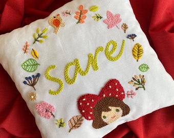Personalized Punch Pillow Cover , Custom Pillow Case, Baby Shower Gift, Baby Girl Decor, New Baby Gift