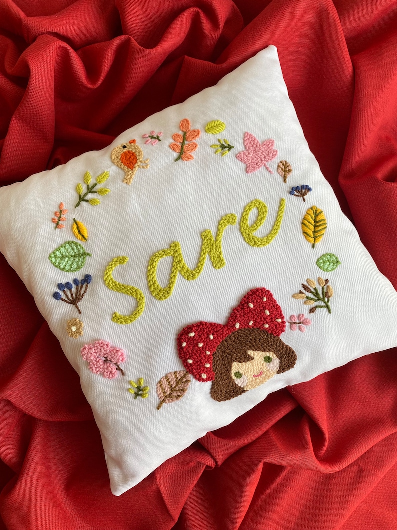 Personalized Punch Pillow Cover , Custom Pillow Case, Baby Shower Gift, Baby Girl Decor, New Baby Gift image 1