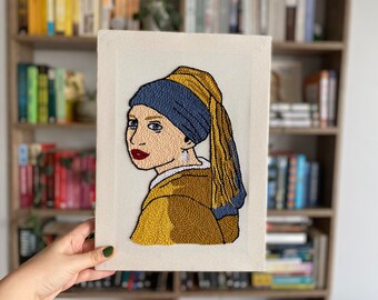 Girl with a Pearl Earring, Punch Needle Kanvas Art, Embroidery Wall Decor, New Home Decoration