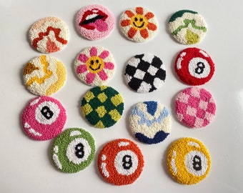 Flower Car Coaster, 8 Ball Car Coaster, Punch Needle Car Accessories, Gift For Friends, New Car Gift