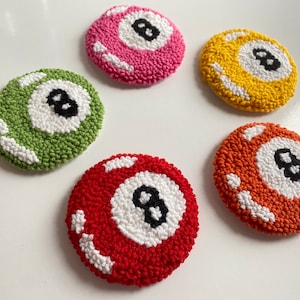 Car Coaster, 8 Ball Car Coaster, Gift for Her,  Punch Needle Car Accessories, Gift For Friends, New Car Gift