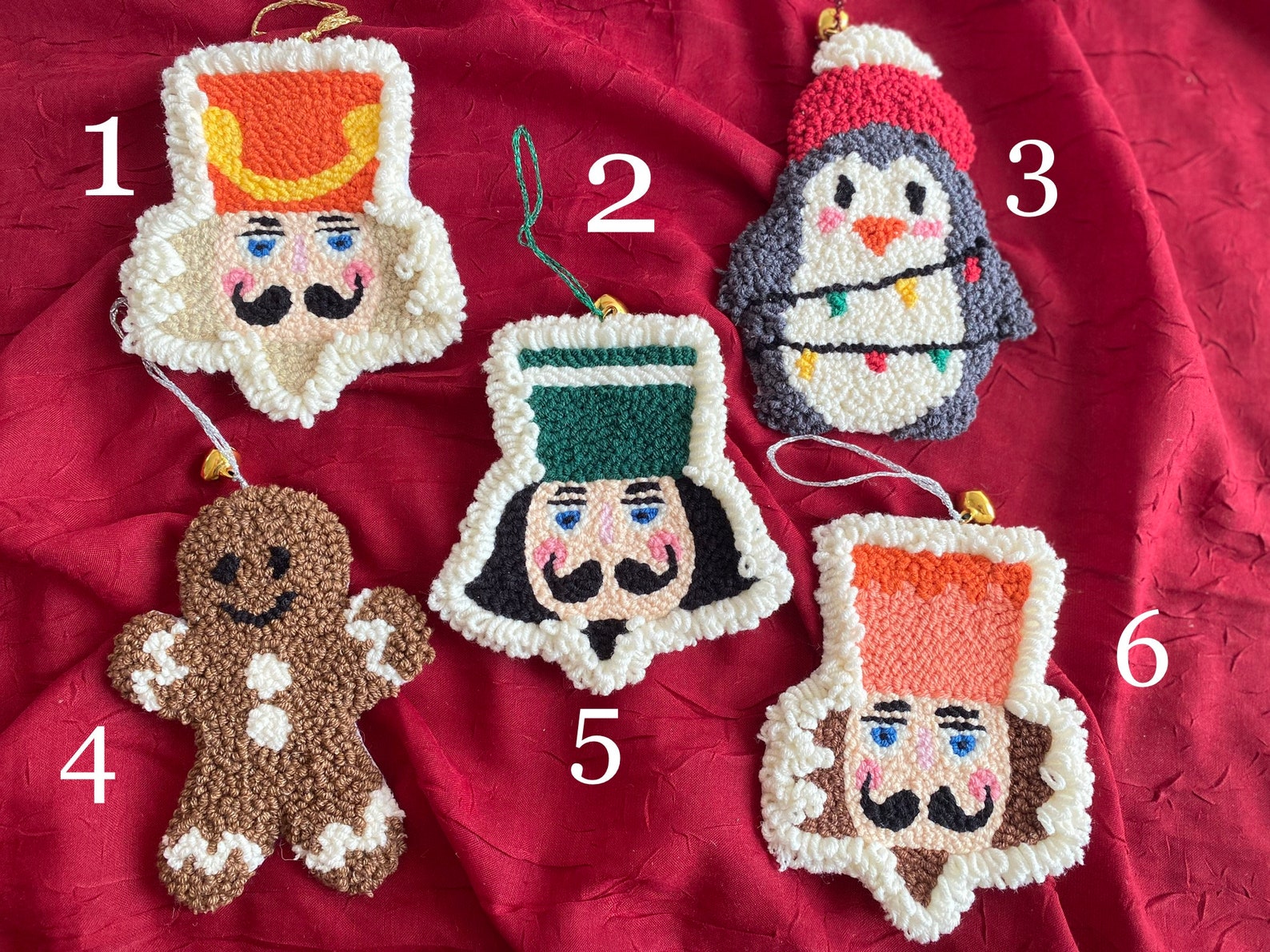 Punch Needle Christmas Ornaments Christmas Tree Decorations Etsy