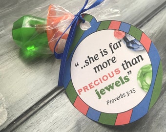 She is far more precious than jewels... Proverbs, Ring pop gift tag