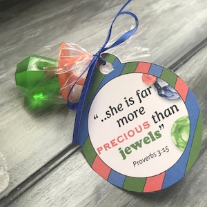 She is far more precious than jewels... Proverbs, Ring pop gift tag
