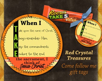 When I take the sacrament I think of Jesus Christ, candy bar gift tag