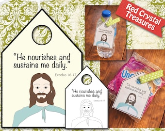 He nourishes and sustains me daily. Jesus Christ, Religious gift tag, manna, Exodus