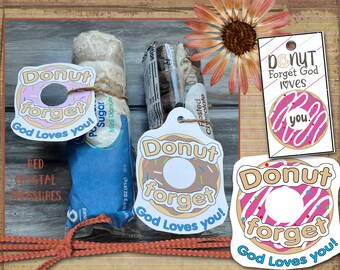 Donut Forget, God loves you. Religious Donut gift tags