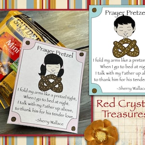 Preghiera con poesia Pretzel, etichetta regalo, lezioni Vieni e seguitami
