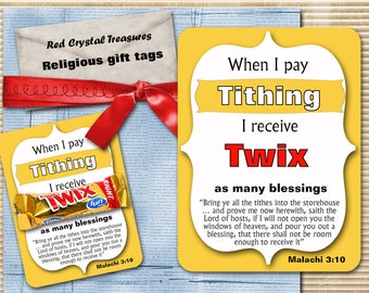 When I pay tithing I receive Twix as many blessings, LDS religious gift tags.
