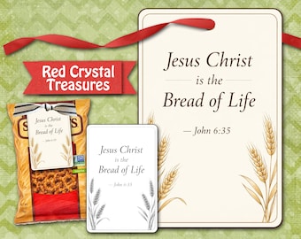 Jesus Christ is the bread of life, religious gift tag, by The Red Crystal.org
