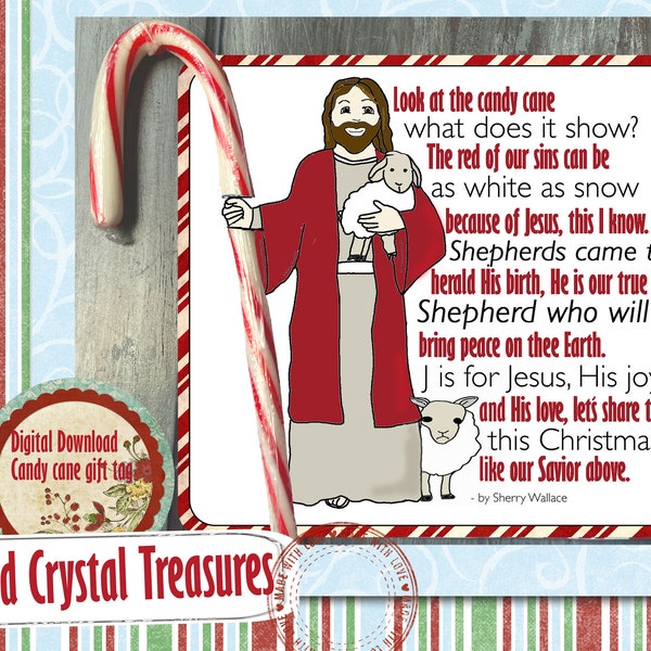 Candy can gift tag, poem, Jesus Christ is the shepherd