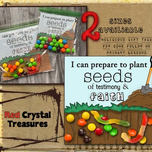 I can prepare to plant seeds of testimony and Faith, Religious, Come follow Me, gift tags for Primary