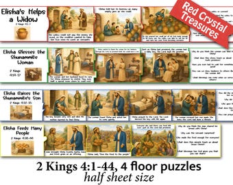 2 Kings 4:1-44, Prophet Elisha's miracles 4 floor puzzles