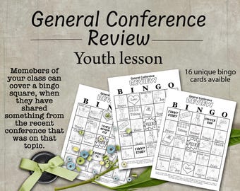 LDS Youth lesson General conference Review, Bingo game