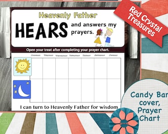 Heavenly Father Hears and Answers my prayer, candy bar cover prayer chart, by the Red Crystal