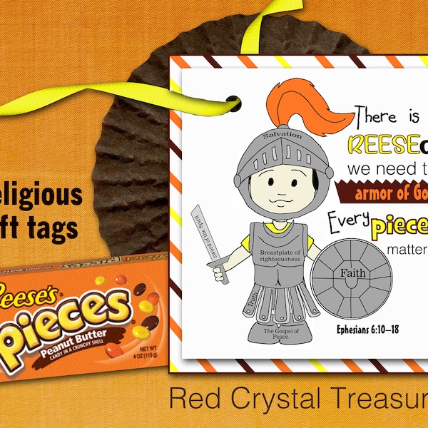 The Armor of God Gift tag, Ephesians 6:10–18, Reeces Pieces