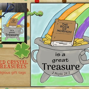 The Book of Mormon is a great treasure, St. Patricks day religious gift tag image 1