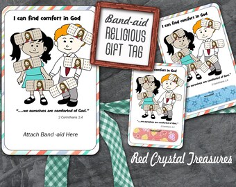 I can find comfort in God. Band-aid religious gift tag