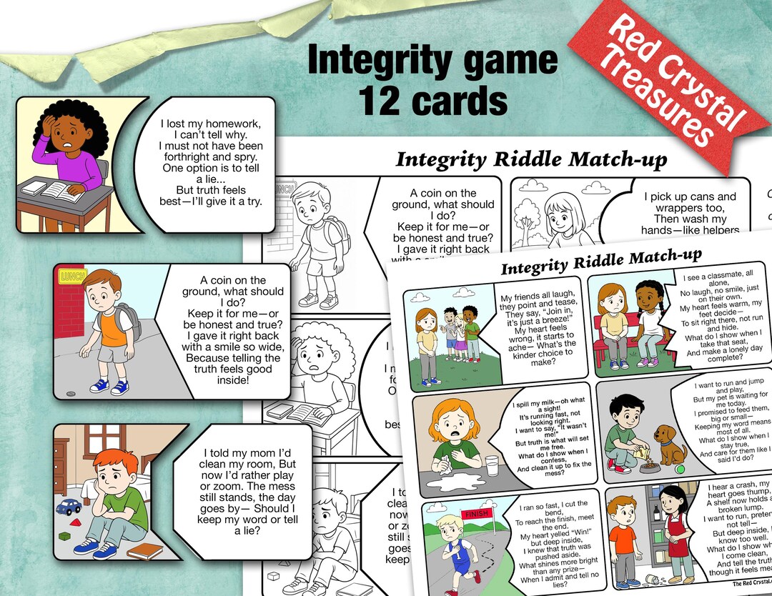 Integrity Riddle Match Up, Come Follow Me Religious Games by the Red ...