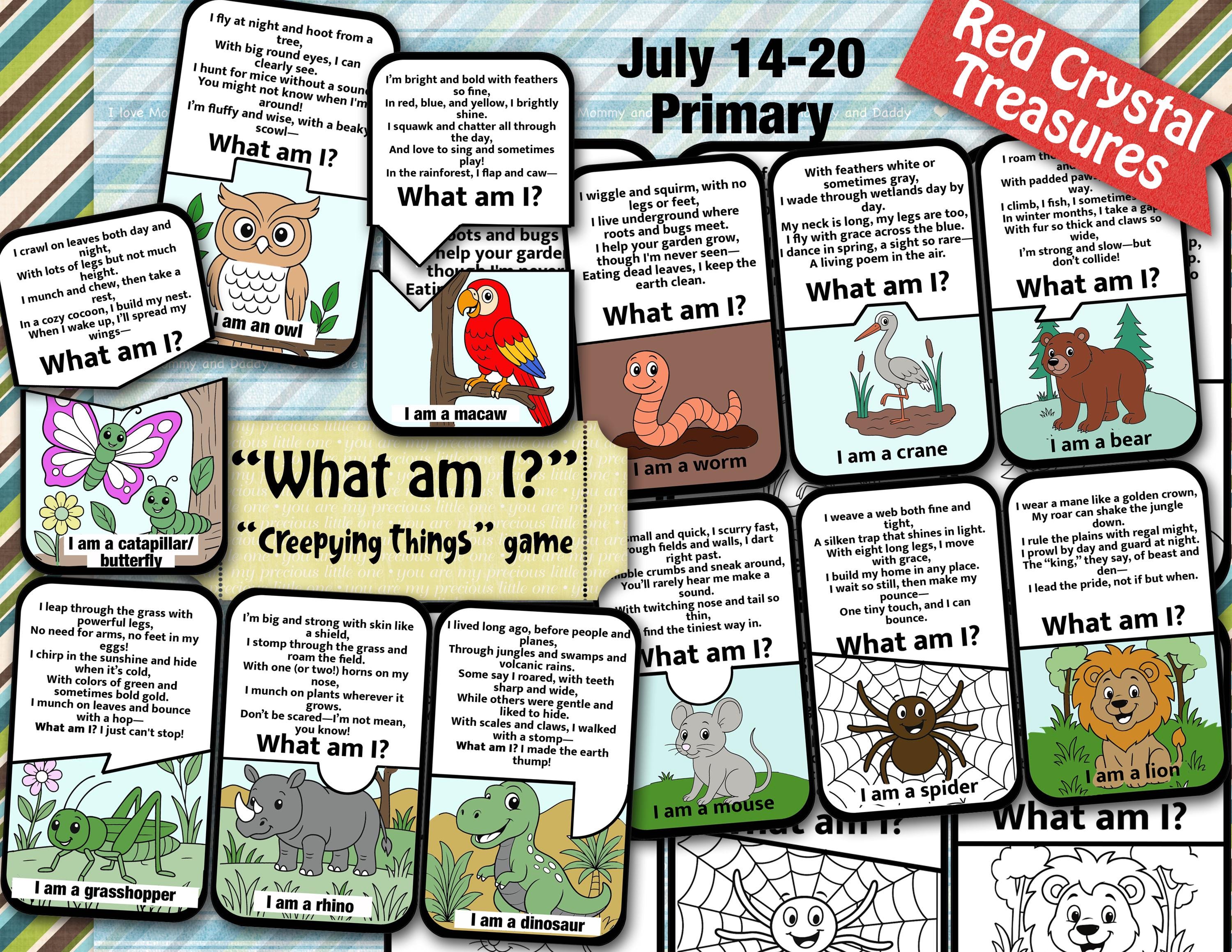 What am I? "Creeping Things" Animal Matching Game
