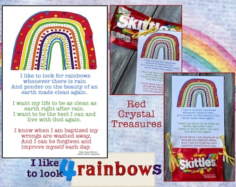 I like to look for Rainbows, When I am baptized, LDS baptism, skittles gift tags