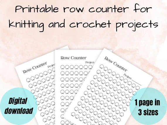 Simple Printable Row Counter for Knitting and Crochet, Digital Download 