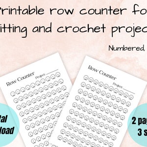 Printable Row Counter for Crochet or Knitting Projects, Printable