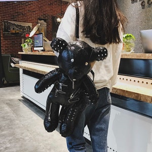 leather teddy bear backpack