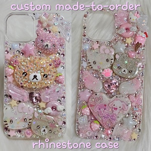 Kawaii Cute Custom Made To Order Resin Rhinestone Bling Phone Case, Samsung, iPhone